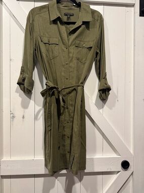 Banana Republic Olive Utility Shirt Dress